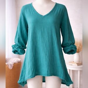 Oh My Gauze! 100% Cotton Gauze Teal Blouse